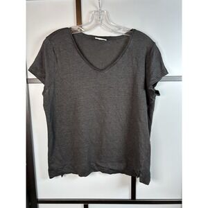 J. JILL‎ LOVE LINEN Top Size L T-Shirt Black Short Sleeve Women's